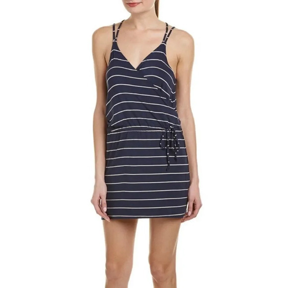 Chaser Crossover Mini Dress Navy Stripe Size Small New School‎ Spirit Collegiate - Picture 1 of 8